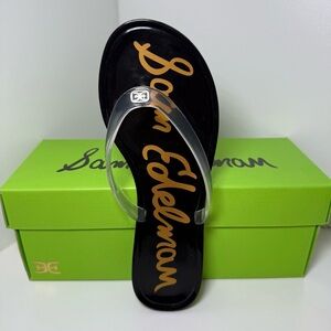 Sam Edelman DEAN, CLEAR JELLY Black Flip Flops Sz 5